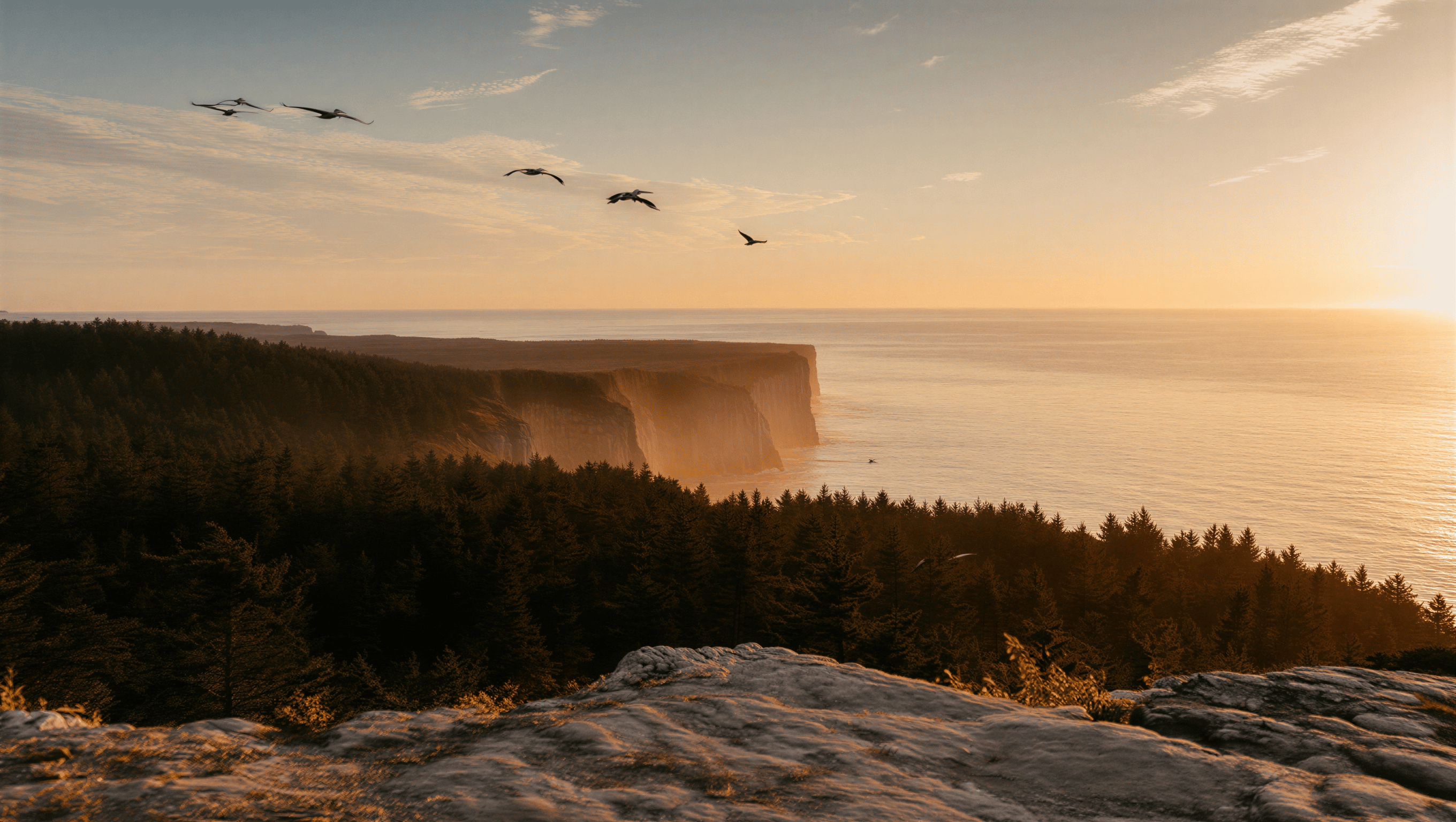 Picos de montanhas ao amanhecer